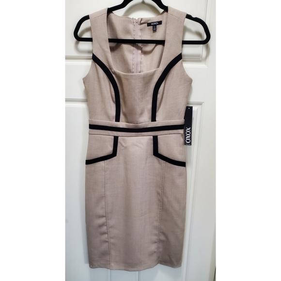 NWT XOXO Sheath Dress - Black & Tan - Picture 2 of 5